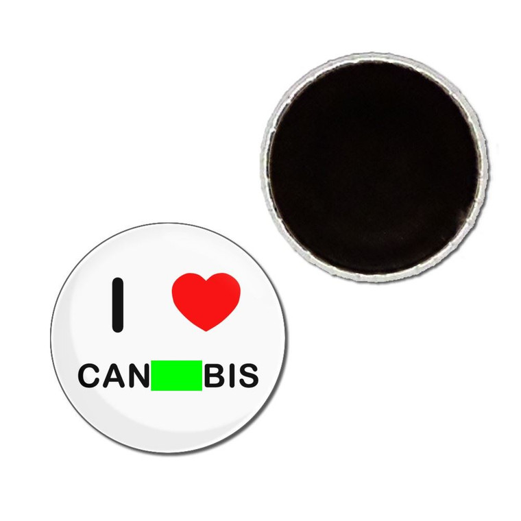 I Love Cannabis - Button Badge Fridge Magnet