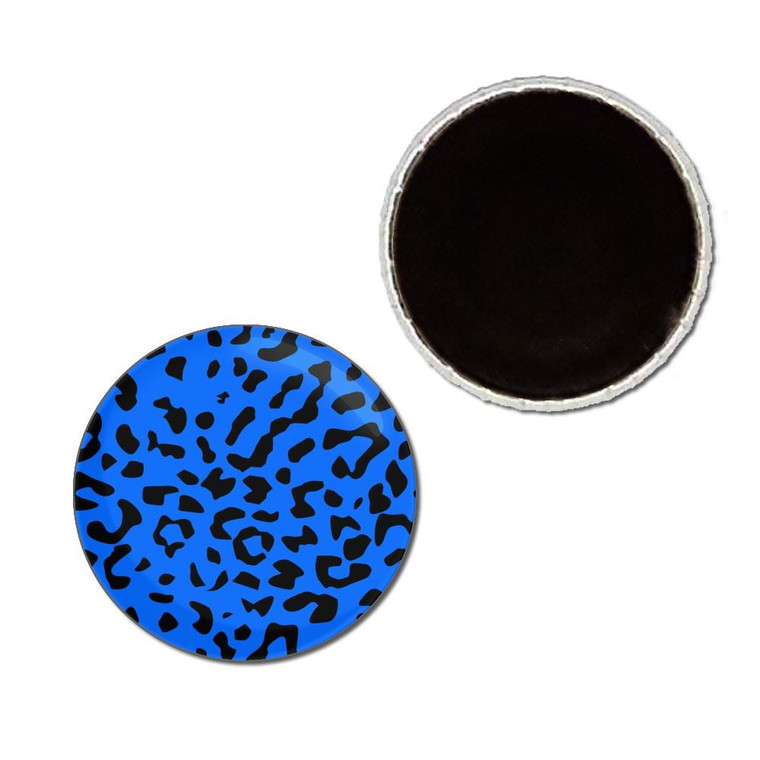 Blue Leopard Print - Button Badge Fridge Magnet