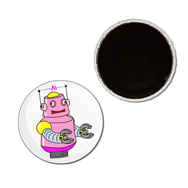 White Girl Robot - Button Badge Fridge Magnet