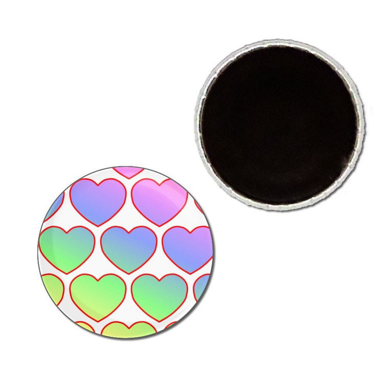 Rainbow Heart Pattern - Button Badge Fridge Magnet