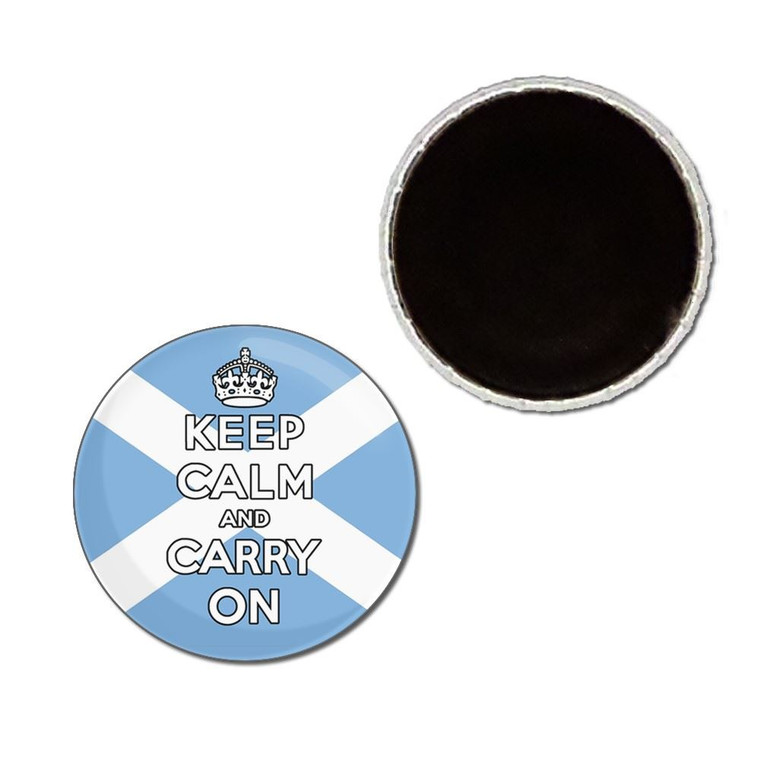 Scotland Flag Keep Calm and Carry On - Button Badge Fridge Magnet