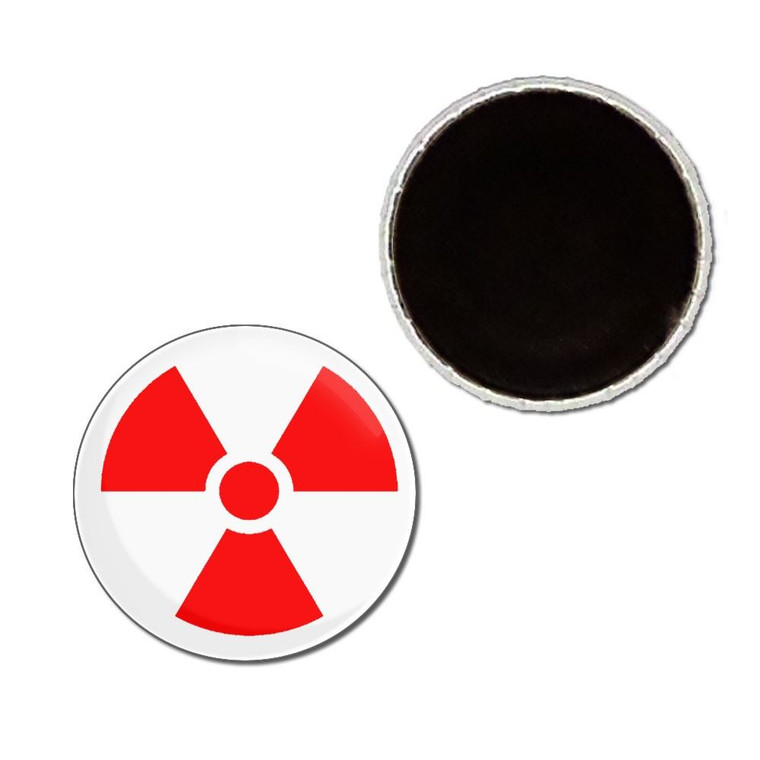 Red Nuclear Symbol - Button Badge Fridge Magnet