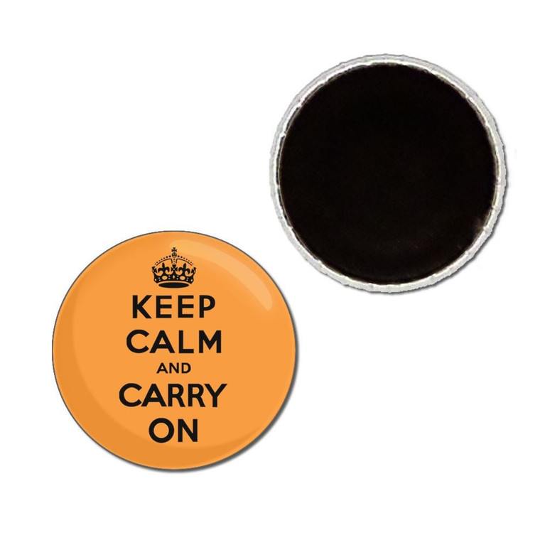 Orange Keep Calm and Carry On - Button Badge Fridge Magnet