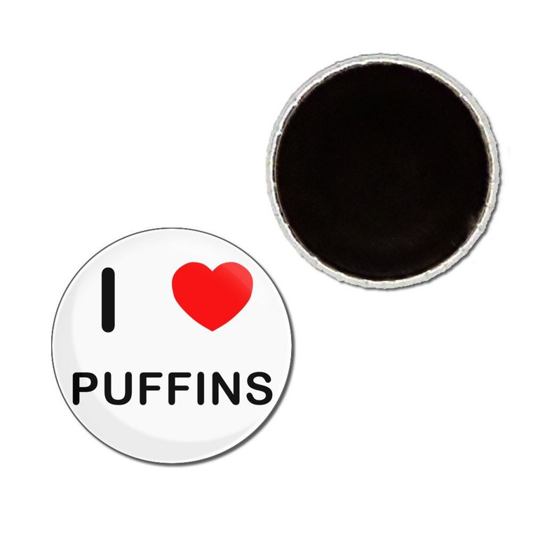 I Love Puffins - Button Badge Fridge Magnet
