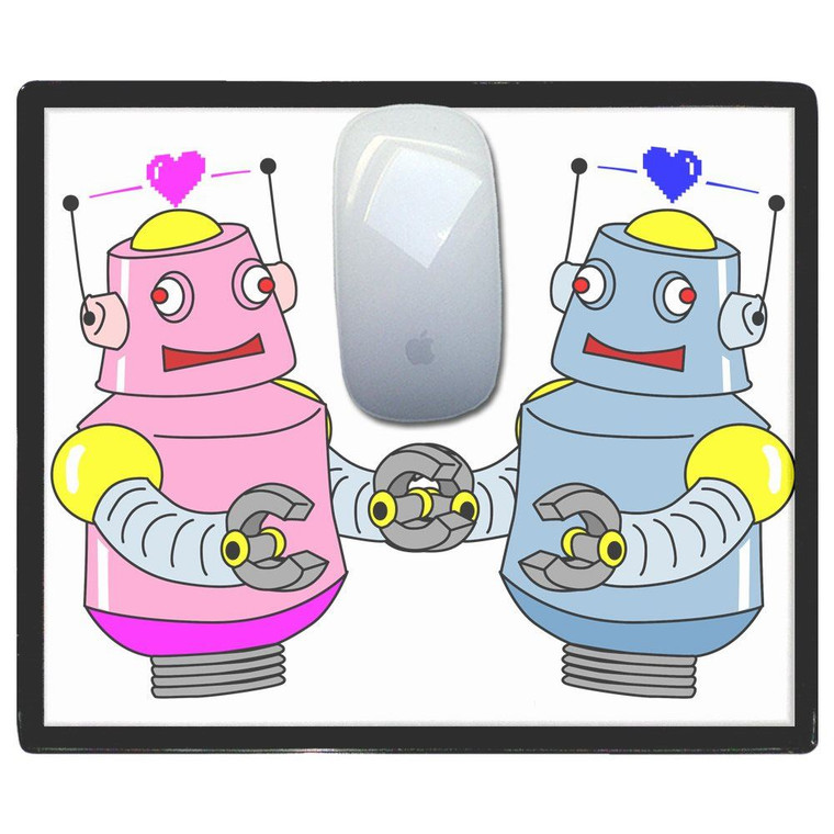 White Robot Couple - Mouse Mat