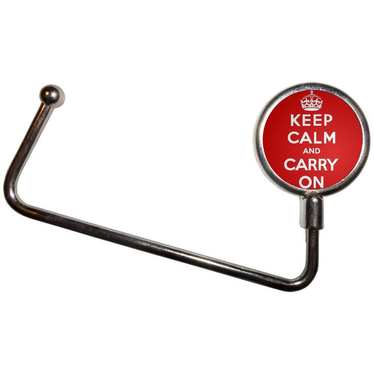 Red Keep Calm and Carry On - Handbag Table Hook Hanger