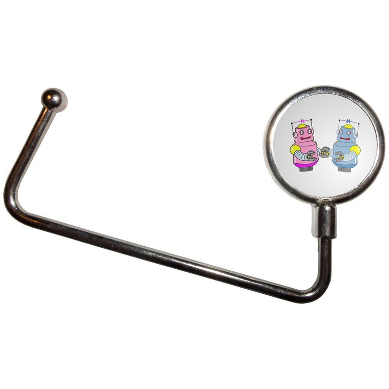 White Robot Couple - Handbag Table Hook Hanger