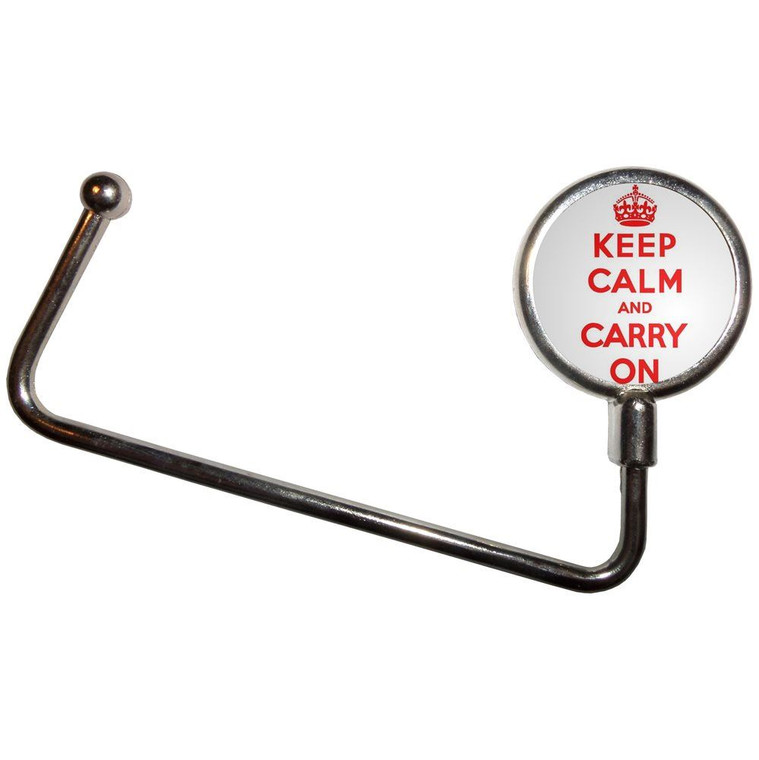 White Red Keep Calm and Carry On - Handbag Table Hook Hanger