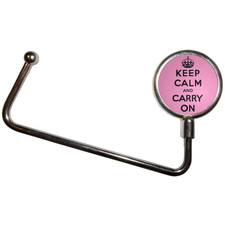 Pink Keep Calm and Carry On - Handbag Table Hook Hanger