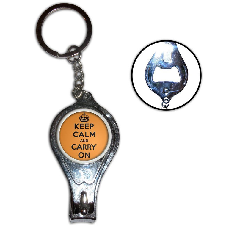 Orange Keep Calm and Carry On - Nail Clipper Bottle Opener