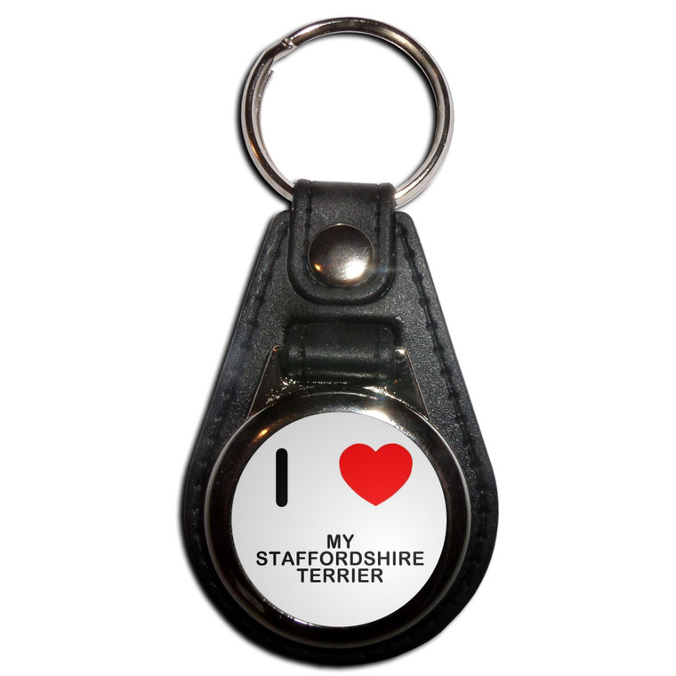 I Love My Staffordshire Terrier - Plastic Medallion Key Ring