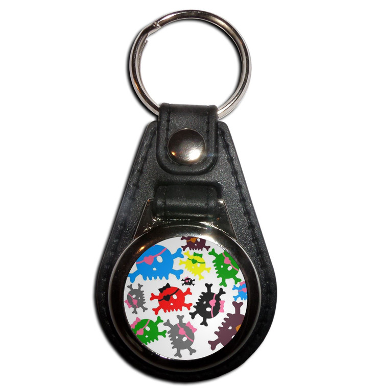 Skull Bow Pattern 3 - Plastic Medallion Key Ring