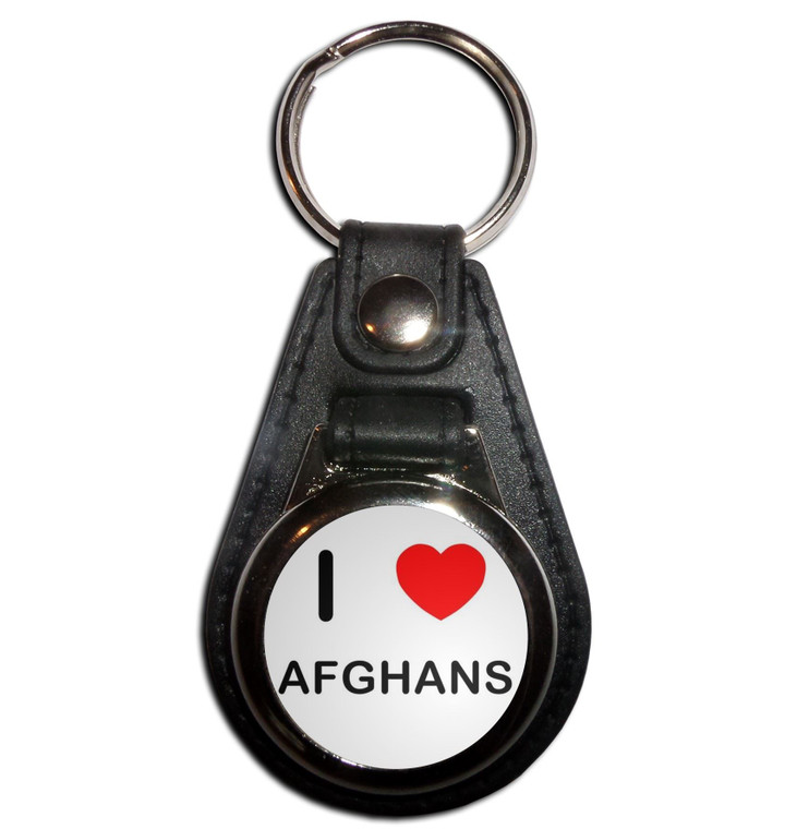 I Love Afghans - Plastic Medallion Key Ring