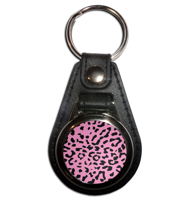 Pink Leopard Print - Plastic Medallion Key Ring