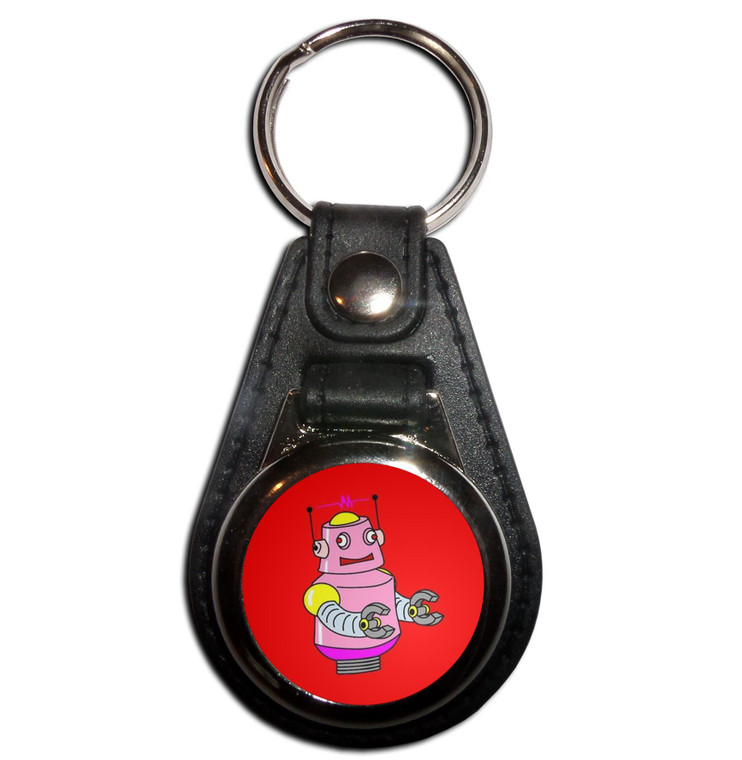 Red Girl Robot - Plastic Medallion Key Ring