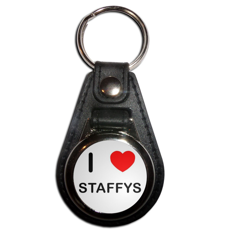 I Love Staffys - Plastic Medallion Key Ring