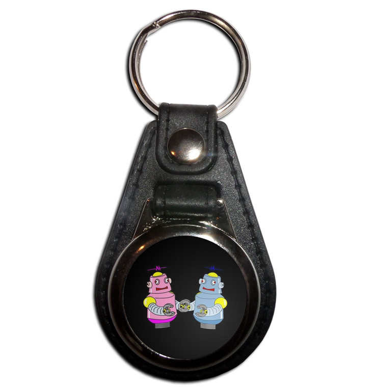 Black Robot Couple - Plastic Medallion Key Ring