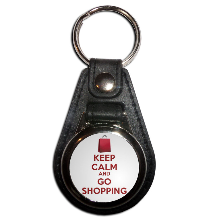 Keep Calm and Go Shopping - Plastic Medallion Key Ring