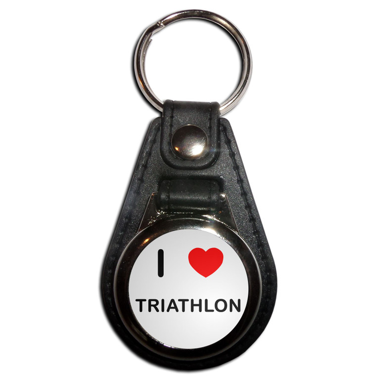 I Love Triathalon - Plastic Medallion Key Ring