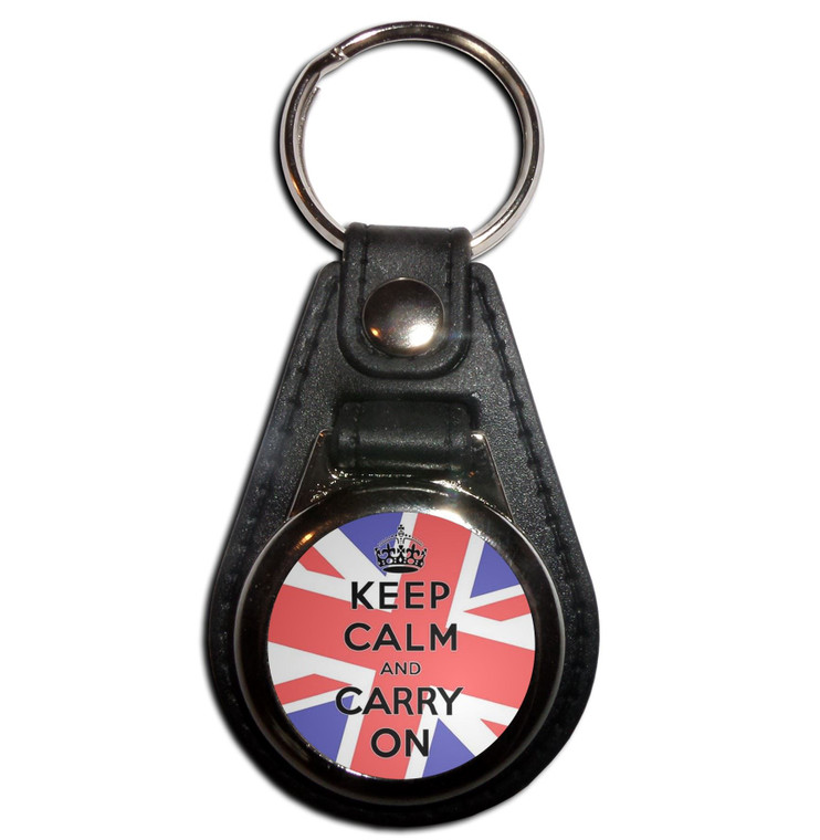 UK Keep Calm and Carry On - Plastic Medallion Key Ring