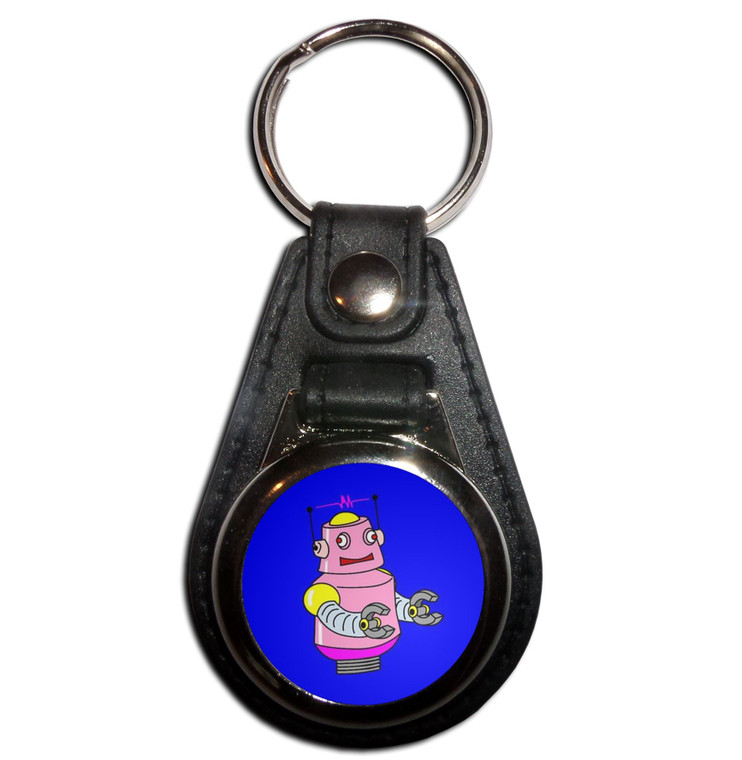 Blue Girl Robot - Plastic Medallion Key Ring