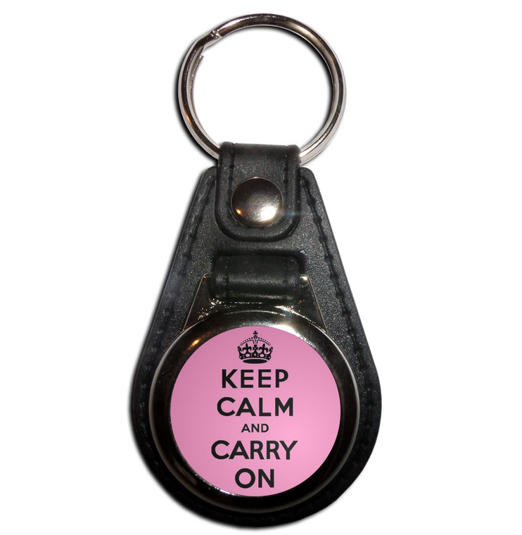 Pink Keep Calm and Carry On - Plastic Medallion Key Ring