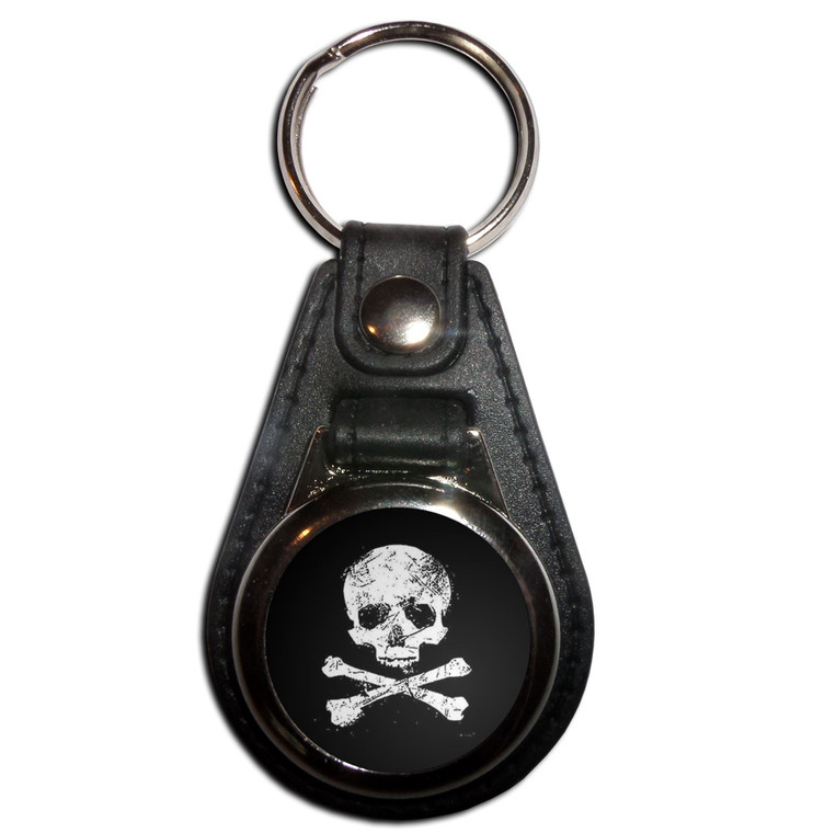 Distressed Skull and Crossbones - Plastic Medallion Key Ring