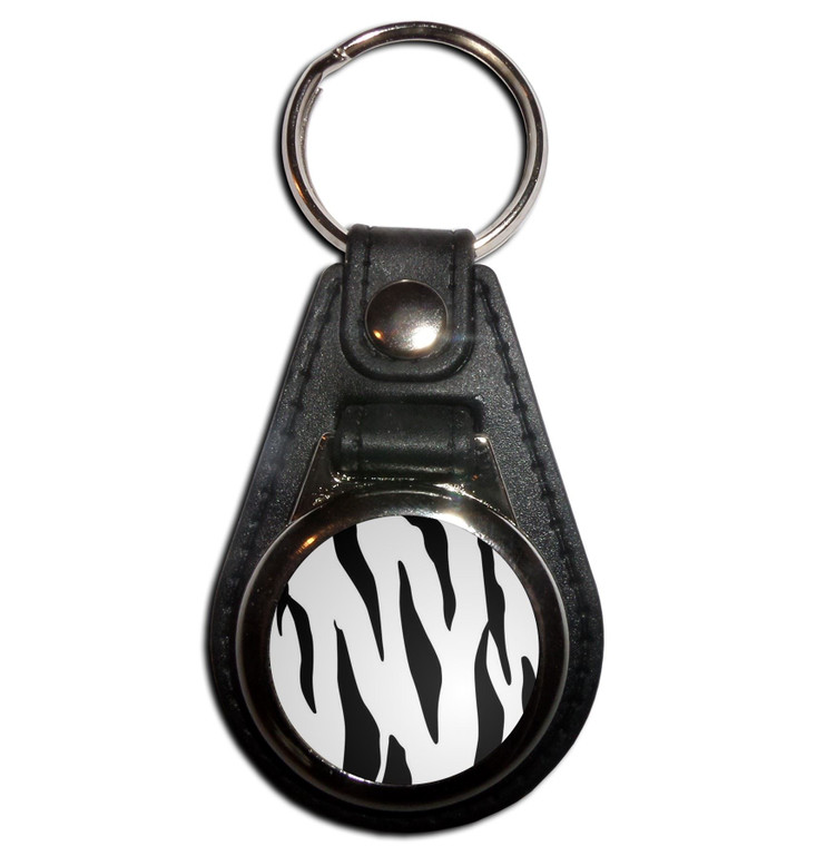 Zebra Print - Plastic Medallion Key Ring