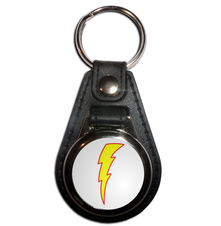 Lightning Bolt White - Plastic Medallion Key Ring