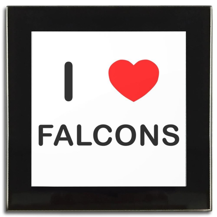 I Love Falcons - Square Glass Coaster