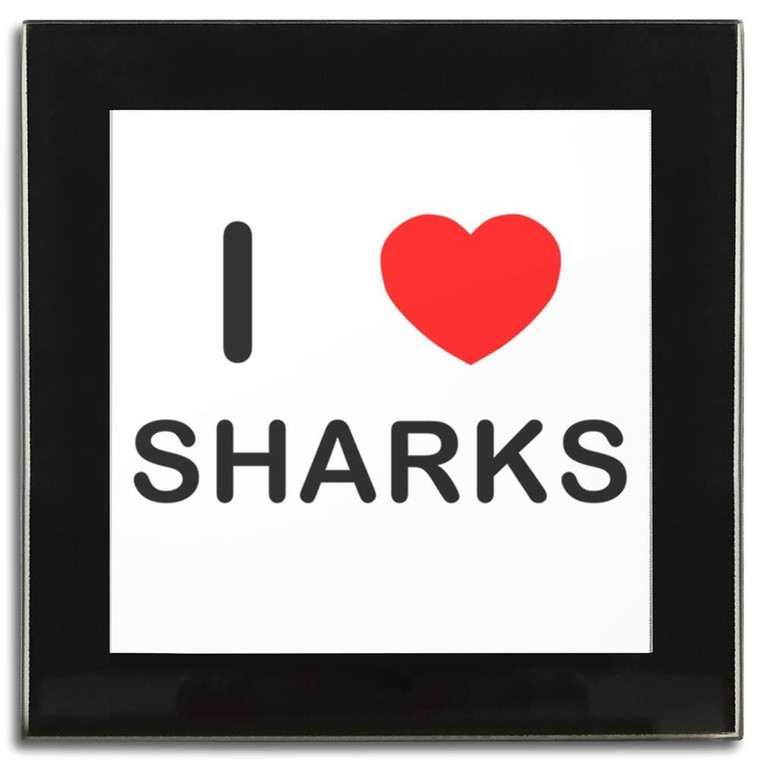 I Love Sharks - Square Glass Coaster