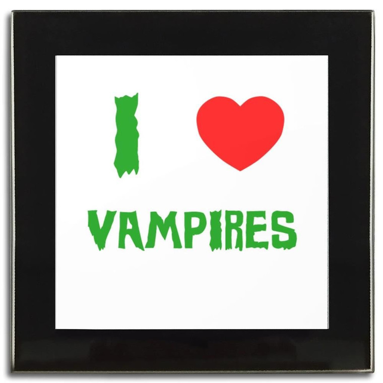 I Love Vampires - Square Glass Coaster
