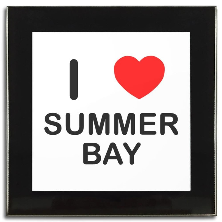 I Love Summer Bay - Square Glass Coaster
