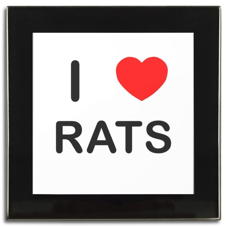 I Love Rats - Square Glass Coaster
