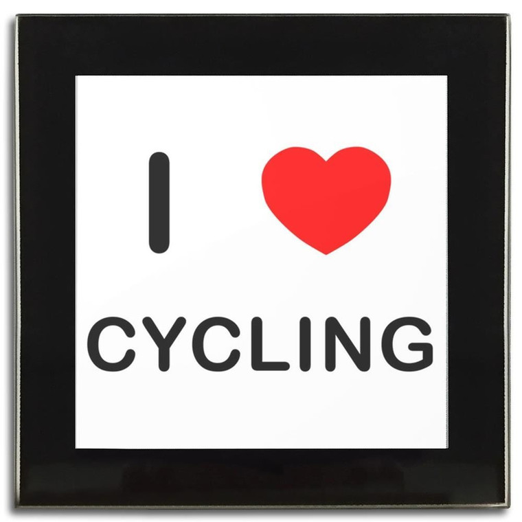 I Love Cycling - Square Glass Coaster