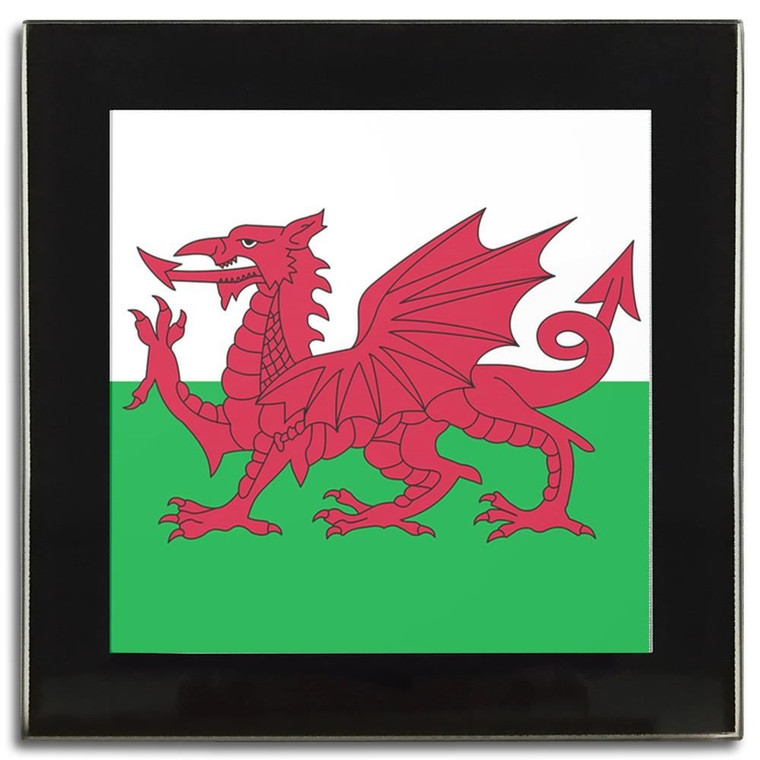 Wales Flag - Square Glass Coaster