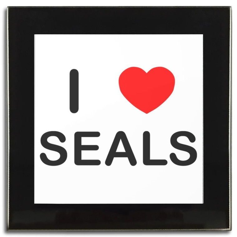 I Love Seals - Square Glass Coaster