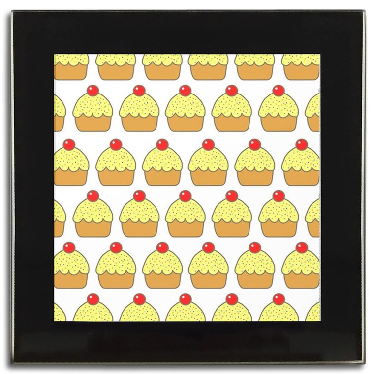 Cupcake Pattern - Square Glass Coaster