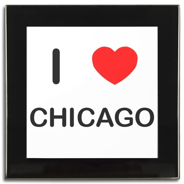I Love Chicago - Square Glass Coaster