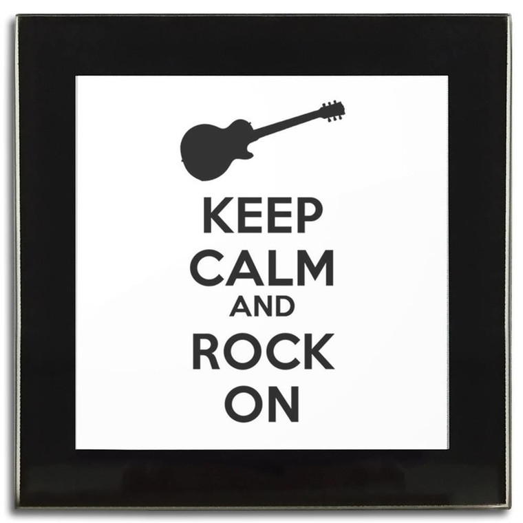 Keep Calm and Rock On - Square Glass Coaster