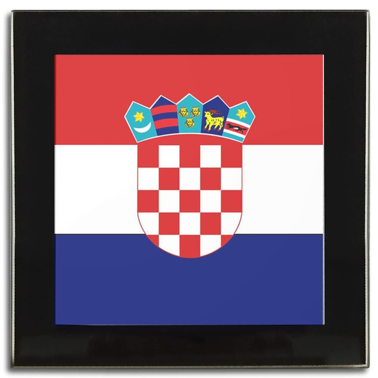 Croatia Flag - Square Glass Coaster