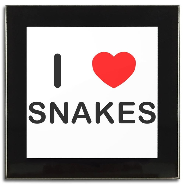 I Love Snakes - Square Glass Coaster
