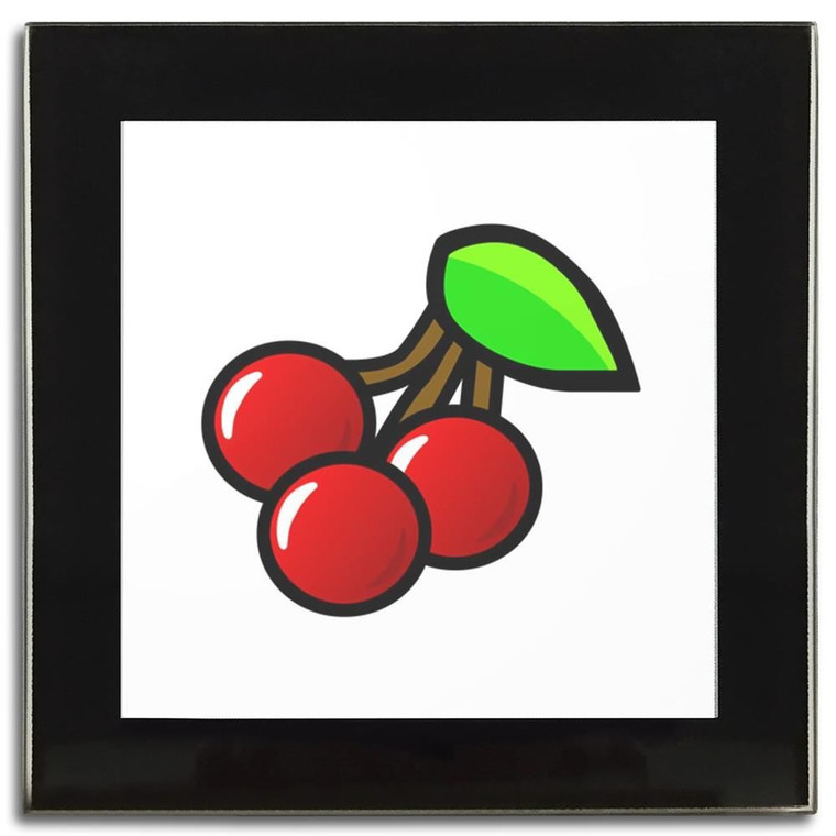 Fruit Machine Cherries - Square Glass Coaster