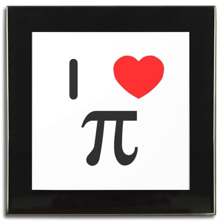 I Love Pi - Square Glass Coaster