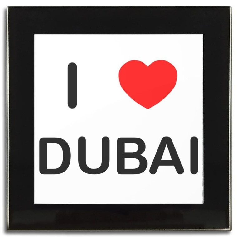 I Love Dubai - Square Glass Coaster