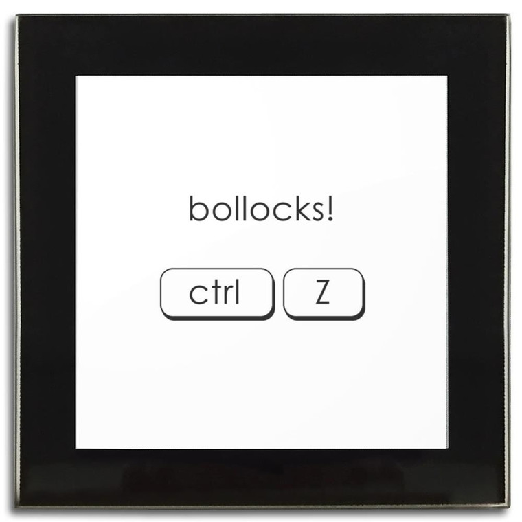Ctrl Z - Bollocks - Square Glass Coaster