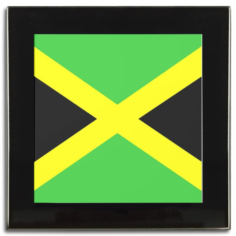 Jamaica Flag - Square Glass Coaster