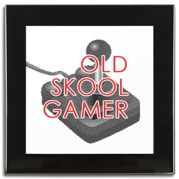 Old Skool Gamer - Square Glass Coaster