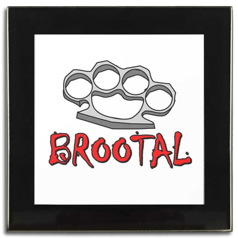 Br00tal Knuckleduster - Square Glass Coaster