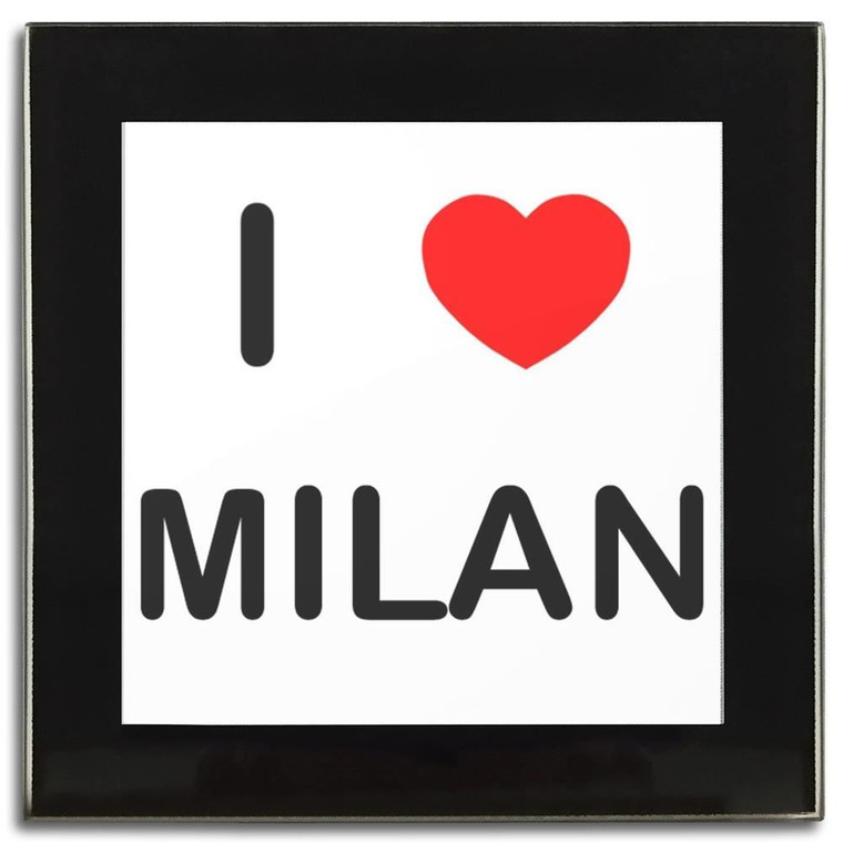 I Love Milan - Square Glass Coaster